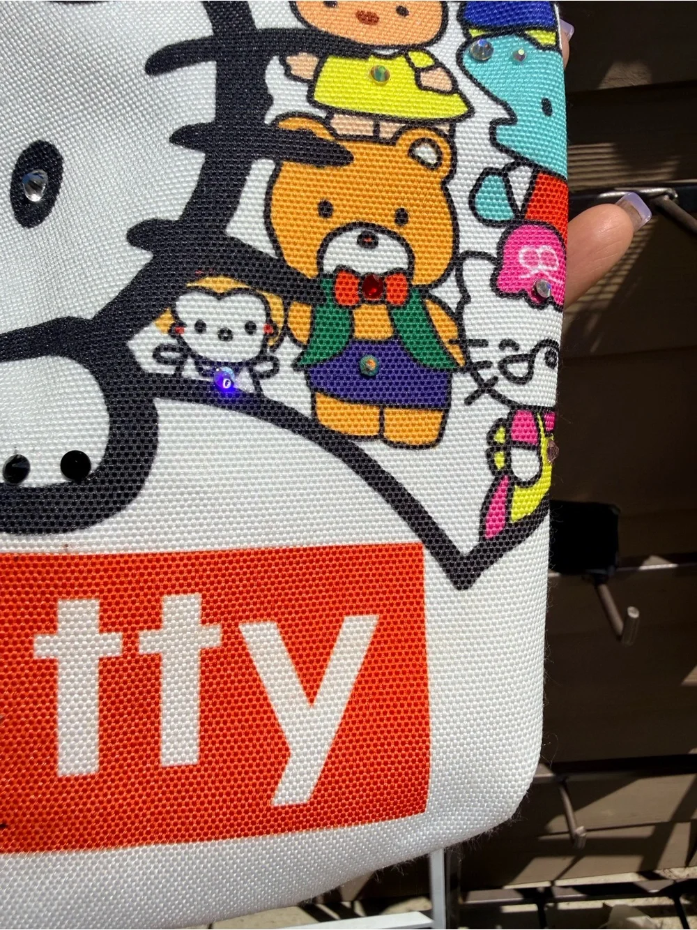 Hello Kitty Colorful Character Canvas Tote - White, Red, Pink, Yellow, Blue